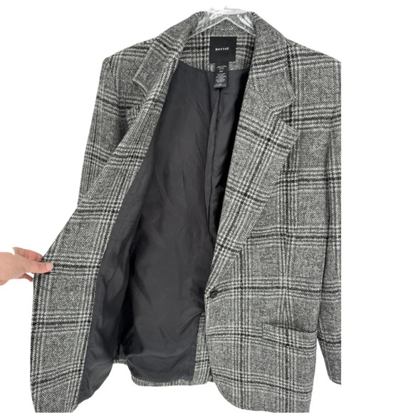 Smythe Oversized Notched Lapel Blazer Gray Glen Check Plaid Small - Picture 14 of 16